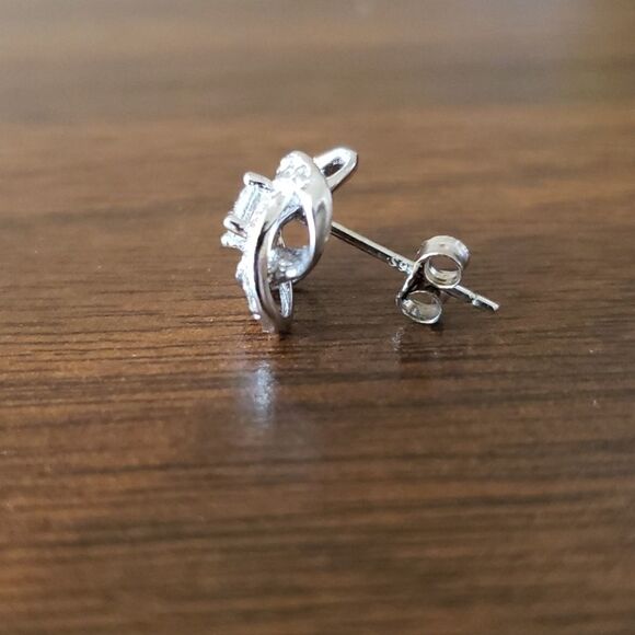 NEW 925 CZ Sterling Silver Love Knot Earrings - Picture 2 of 6